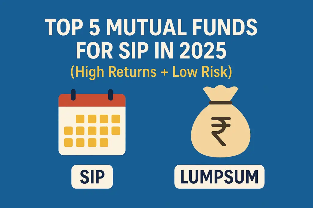 Top Mutual Funds for SIP 2025 infographic showing SIP and Lumpsum comparison