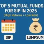 Top Mutual Funds for SIP 2025 infographic showing SIP and Lumpsum comparison